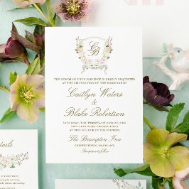 Wasserfarben-Rose Hydrangea Wedding Wappen Einladu Einladung
