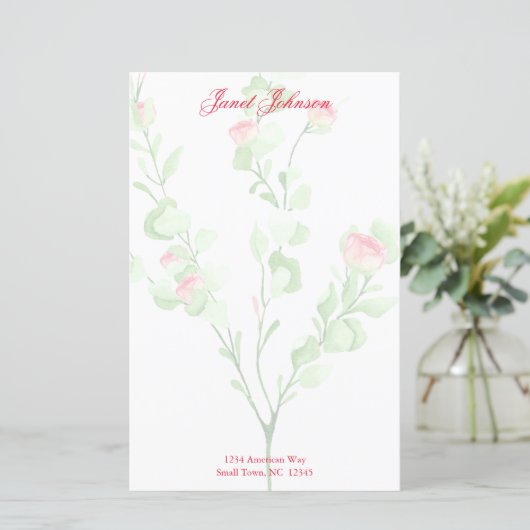 Wasserfarben-Rose Persönliche Stationierung (Stehend Vorderseite)