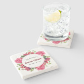 Wasserfarben, Rot und Rosa Blume Kränzereien Steinuntersetzer (Seitenansicht)