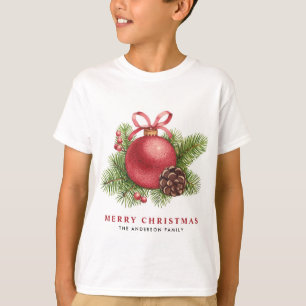 Wasserfarben-Rotball-Schmuck Frohe Weihnachten T-Shirt