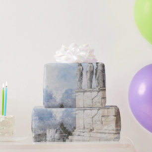 Wasserfarben Ruinen antiker Gebiete in Athen, Grie Geschenkpapier