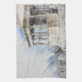 Wasserfarben Ruinen antiker Gebiete in Athen, Grie Geschirrtuch (Vertikal)