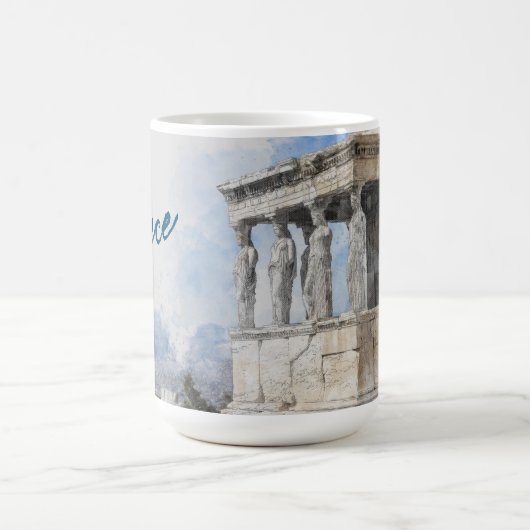 Wasserfarben Ruinen antiker Gebiete in Athen, Grie Kaffeetasse (Mittel)