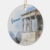 Wasserfarben Ruinen antiker Gebiete in Athen, Grie Keramik Ornament (Links)