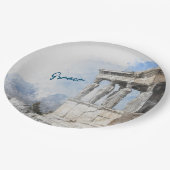 Wasserfarben Ruinen antiker Gebiete in Athen, Grie Pappteller (Schrägansicht)