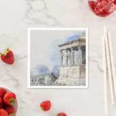 Wasserfarben Ruinen antiker Gebiete in Athen, Grie Serviette (Beispiel)