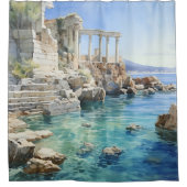Wasserfarben Ruinen der griechischen Küste Duschvorhang (Vorderseite)