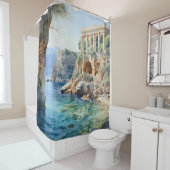 Wasserfarben Ruinen der griechischen Küste Duschvorhang (Beispiel)