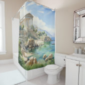 Wasserfarben Ruinen der griechischen Küste Duschvorhang (Beispiel)