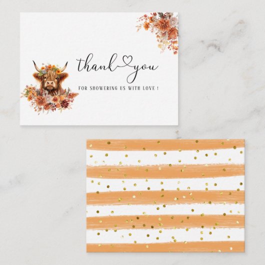 Wasserfarben Rust Highland Kuh Baby Dusche vielen Mitteilungskarte (Vorne/Hinten)