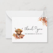 Wasserfarben Rust Highland Kuh Baby Dusche vielen Mitteilungskarte (Vorderseite)