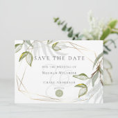 Wasserfarben Rustikale Dusty Sage Foliage Save the Einladung (Stehend Vorderseite)
