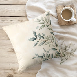 Wasserfarben Rustikale Olivenzweige Kissen