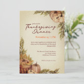 Wasserfarben Rustikaler Pumpkin-Erntedank Einladung (Stehend Vorderseite)