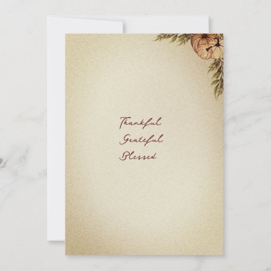 Wasserfarben Rustikaler Pumpkin-Erntedank Einladung (Rückseite)