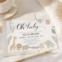 Wasserfarben-Safari-Geschlechterneutrale Babyparty