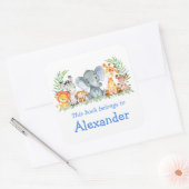 Wasserfarben Safari Tiere Blaues Buchzeichen Quadratischer Aufkleber (Umschlag)