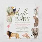 Wasserfarben Safari Tiere Kinderdusche Einladung (Vorne/Hinten)