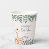 Wasserfarben Safari Tiere Kinderdusche Pappbecher (Vorderseite)