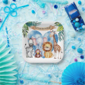 Wasserfarben Safari Tiere Kinderdusche Pappteller (Party)