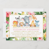 Wasserfarben Safari Tiere Tropical Baby Dusche Einladung (Vorderseite)