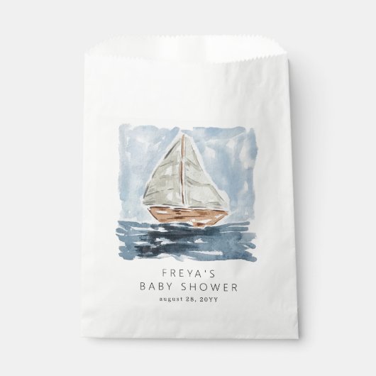 Wasserfarben Sailboat Babydusche nach Maß Geschenktütchen (Vorderseite)