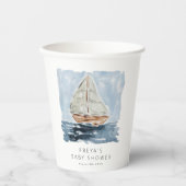 Wasserfarben Sailboat Babydusche nach Maß Pappbecher (Vorderseite)