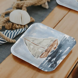 Wasserfarben Sailboat Kinderdusche Pappteller