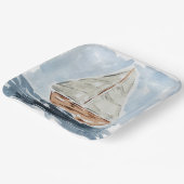 Wasserfarben Sailboat Kinderdusche Pappteller (Gewinkelt)
