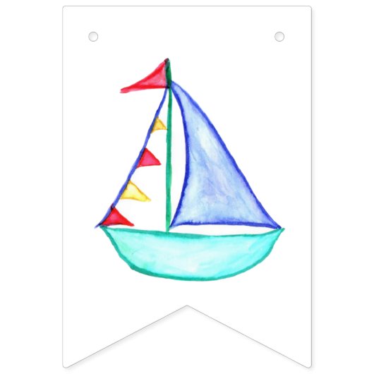Wasserfarben Sailboat Party Banner (Erste Fahne)