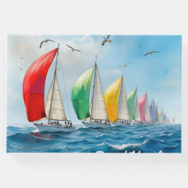 Wasserfarben-Sailboat-Regatta für den Gedächtnisdi Gästebuch