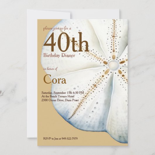 Wasserfarben Sand Dollar Geburtstagseinladung Einladung (Vorderseite)