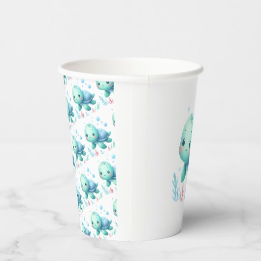 Wasserfarben-Schildkrötendusche Pappbecher (Rechts)