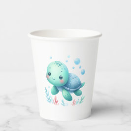 Wasserfarben-Schildkrötendusche Pappbecher