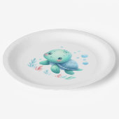 Wasserfarben-Schildkrötendusche Pappteller (Schrägansicht)