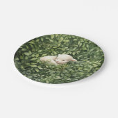 Wasserfarben Schlafen Lamm Grüne Babydusche Pappteller (Schrägansicht)