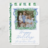 Wasserfarben-Schleifen-Weihnachtskarte Feiertagskarte (Vorne/Hinten)