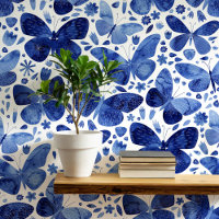 Wasserfarben Schmetterling Blau und Weiß Kunst