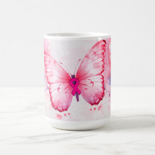 Wasserfarben-Schmetterling-Brustkrebs-Bewusstsein Kaffeetasse