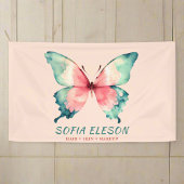Wasserfarben Schmetterling Elegant Rosa Rosa Salon Banner
