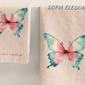 Wasserfarben Schmetterling Elegantes Rosa Salon Badhandtuch Set