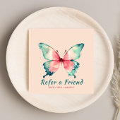 Wasserfarben Schmetterling Elegantes Rosa Salon Empfehlungskarte