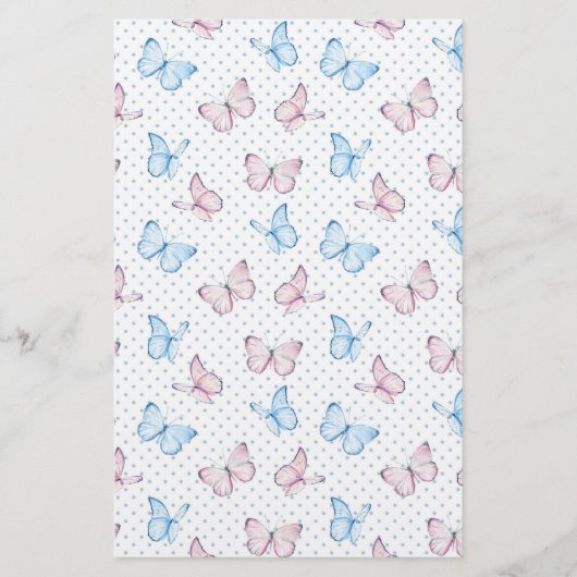 Wasserfarben-Schmetterling-Punktmuster Briefpapier (Vorderseite)