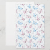 Wasserfarben-Schmetterling-Punktmuster Briefpapier (Vorne/Hinten)