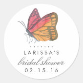 Wasserfarben-Schmetterling-Rotes Brautparty Runder Aufkleber (Vorderseite)