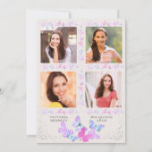 Wasserfarben-Schmetterlinge 4 Foto Quinceanera Einladung (Vorderseite)