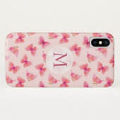 Wasserfarben-Schmetterlinge Blush Monogram Case-Mate iPhone Hülle (Rückseite (Horizontal))