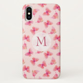 Wasserfarben-Schmetterlinge Blush Monogram Case-Mate iPhone Hülle (Rückseite)