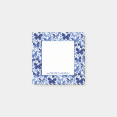 Wasserfarben Schmetterlingsmuster Blau Personalisi Post-it Klebezettel (Vorderseite)