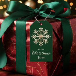 Wasserfarben Schneeflocke Grüne Weihnachtsnacht Geschenkanhänger